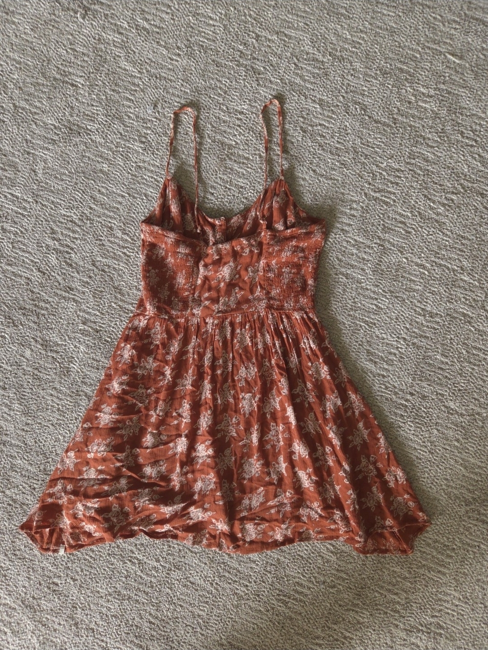 Volcom Rust Floral Button-Front Sundress - Picture 2 of 3